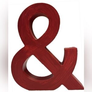 Red Ampersand Wood Decorative Piece